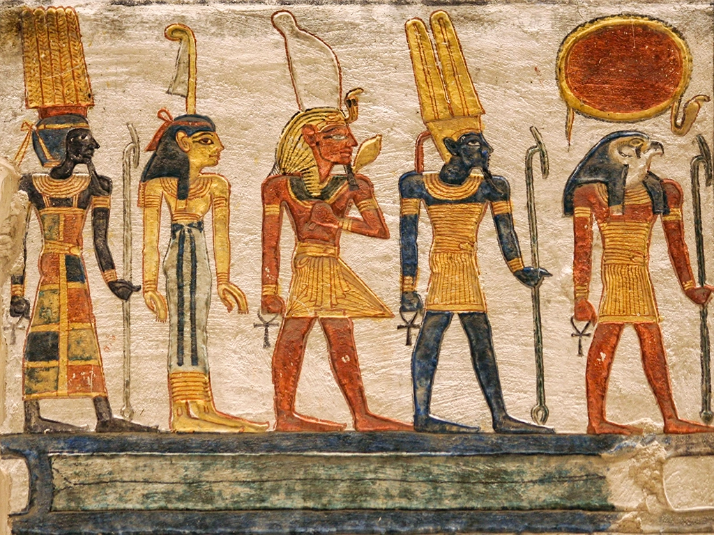 The Bronze Age Golden Hats of Central Europe - Fresco from the Middle East showing tall headdresses